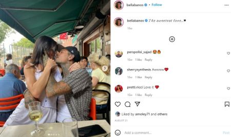 Bella Banos kissing her boyfriend whos name is still not revealed.